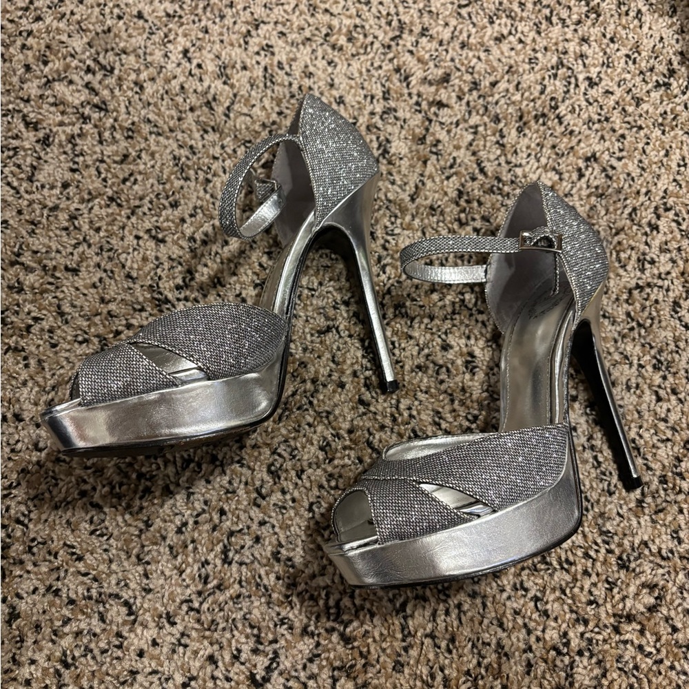 Elegant Silver High Heel Sandals